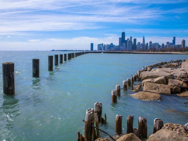芝加哥密歇根湖的照片